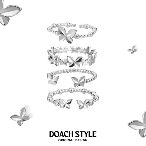 蝴蝶纯银戒指高级感开口食指戒