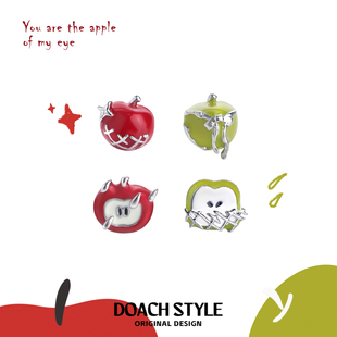 DOACH 养耳洞耳饰 纯银苹果耳钉原创设计高级感甜酷耳环小众新款
