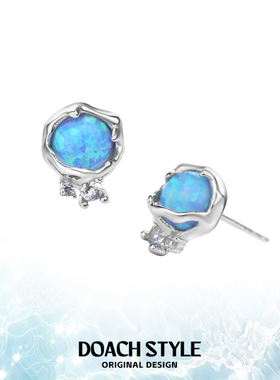 DOACH 纯银蓝色清冷感耳钉男女小众设计小巧精致养耳睡觉免摘耳饰