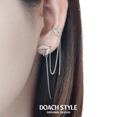 DOACH 比翼双飞S925纯银耳钉耳骨夹女飞燕小众设计高级感个性 耳饰