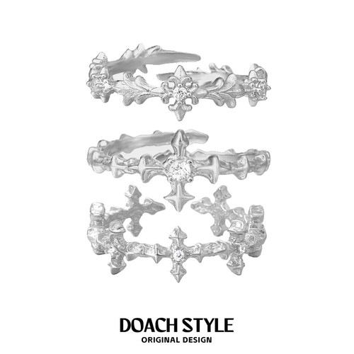 戒指DOACH925纯银十字架小众设计
