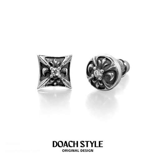 DOACH鸢尾花高级感做旧纯银耳钉