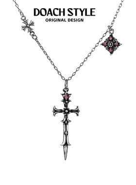 DOACH鸢尾花剑复古十字架项链