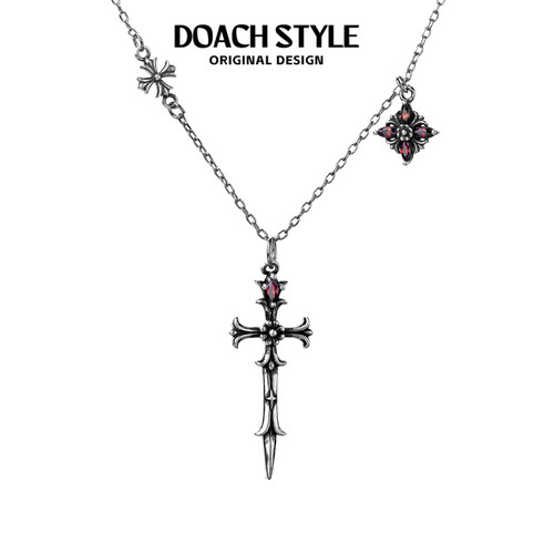 DOACH鸢尾花剑复古十字架项链