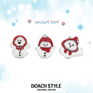 DOACH 圣诞雪猫雪人耳钉纯银原创小众设计高级养耳洞耳饰甜酷耳环
