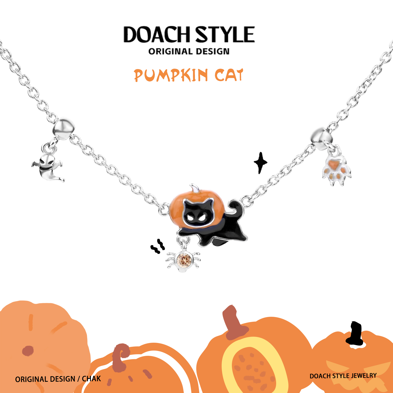 DOACH南瓜猫项链原创设计新款