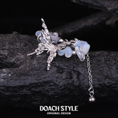 DOACH s925纯银蝴蝶戒指女小众设计抽拉可调节食指戒精致百搭指环