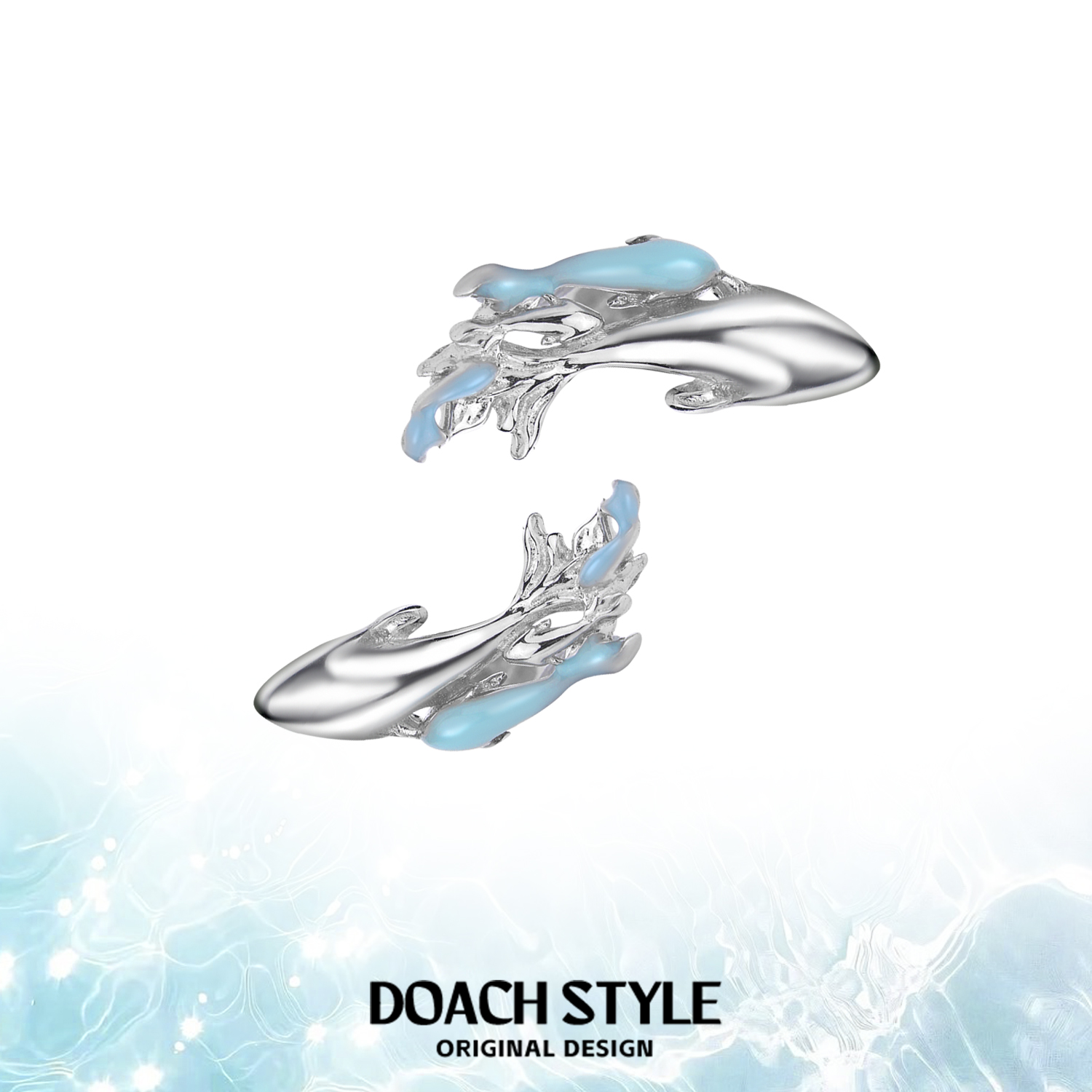 DOACH纯银海域蓝小鱼耳钉