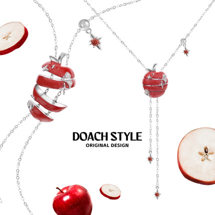 DOACH 苹果切片项链女红色苹果吊坠颈链小众设计高级感甜酷锁骨链