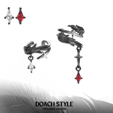 DOACH 流星羽原创羽毛耳骨夹无耳洞耳夹小众设计酷潮复古个性耳饰