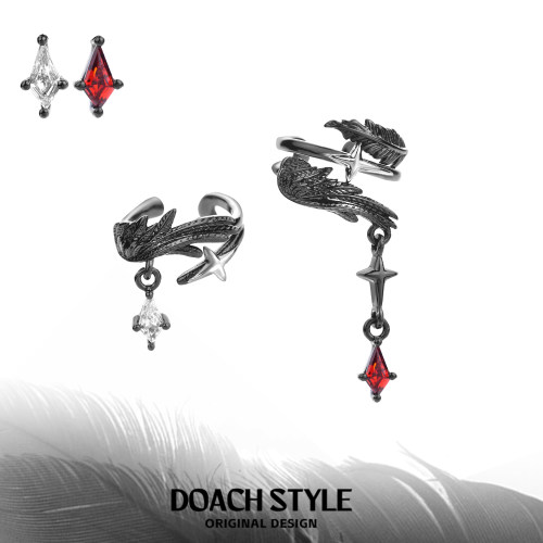 DOACH流星羽原创羽毛无耳洞耳夹