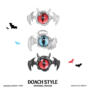 DOACH 天使魔鬼耳饰925银针恶魔眼睛耳钉原创设计小众猫眼耳骨钉