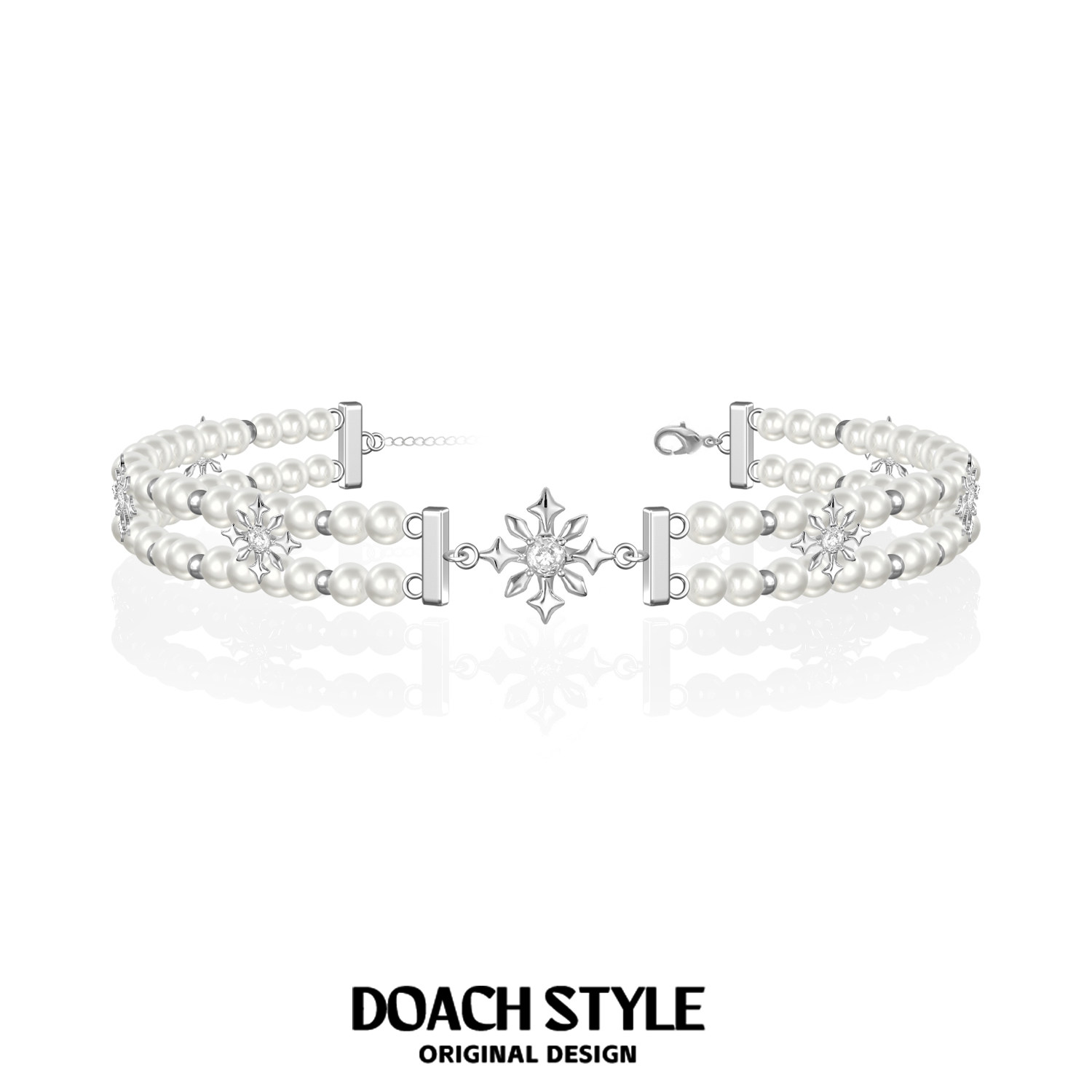 DOACH 原创设计雪花双层珍珠项链轻奢小众高级感锁骨链新年礼物