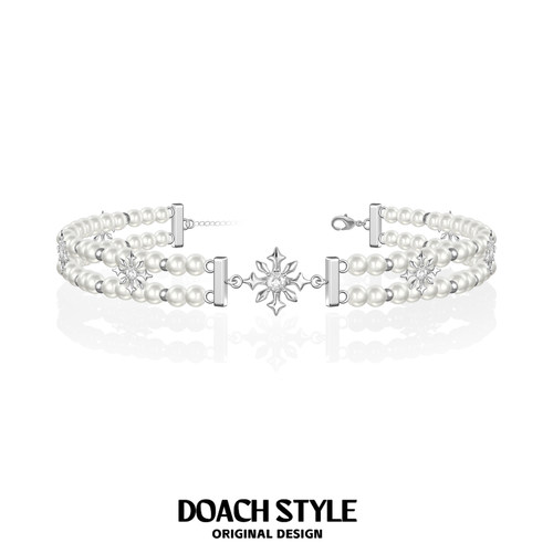 DOACH原创双层珍珠雪花项链