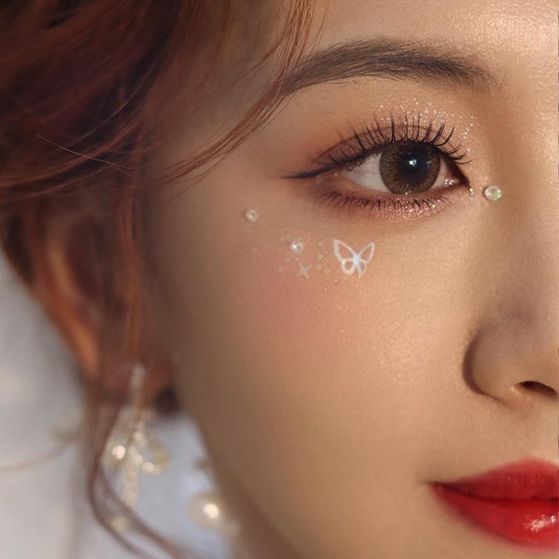 舞台化妆脸上贴饰品眼妆亮钻泪钻妆脸部贴钻眼角贴纸新娘蝴蝶脸贴