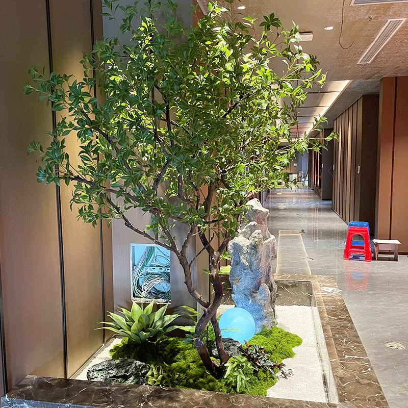 速发马醉木假树造景室内大型落地绿植景观酒店橱窗空间装饰软装