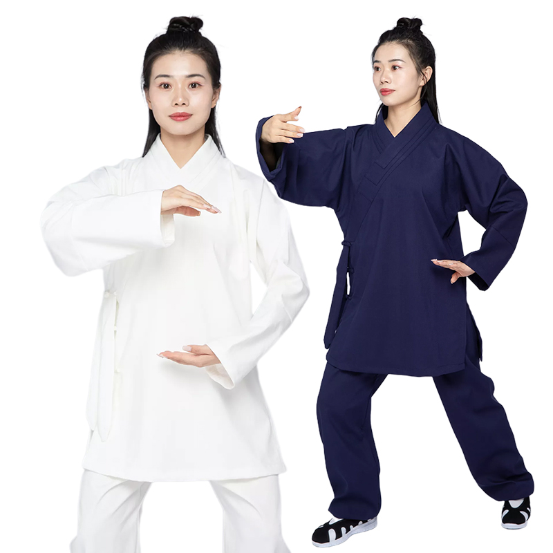 速发加绒加厚三宝领道士装武当太极居士三清领服装三台领小道领斜