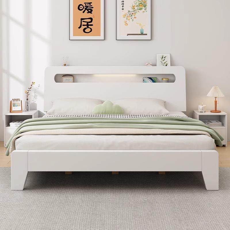 齐昱实木床双人床主卧家用出租房1米5的床架设计师新款储物1米2