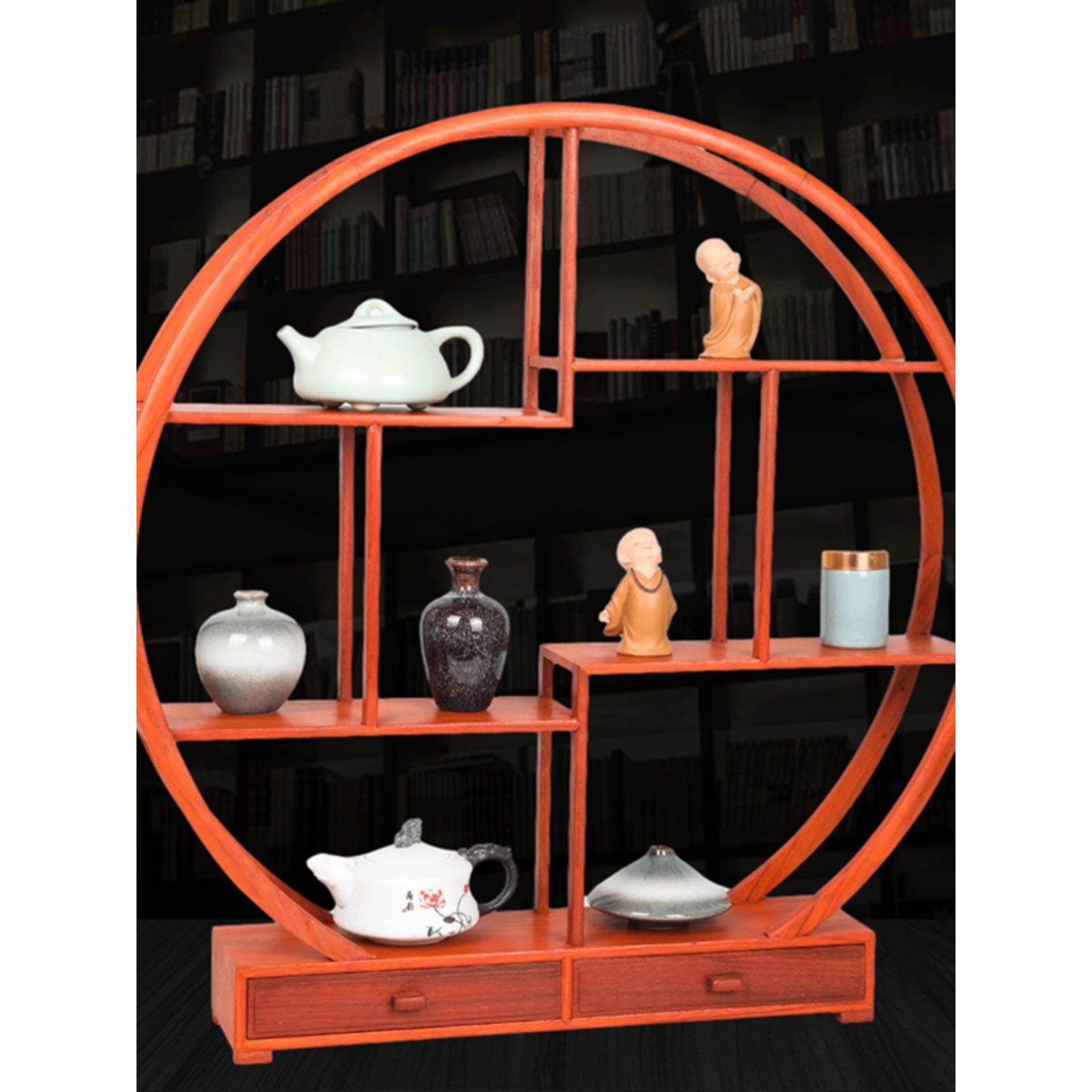红木鸡翅木红木实木中式古玩古董储藏架陈列架茶壶多宝亭博古架
