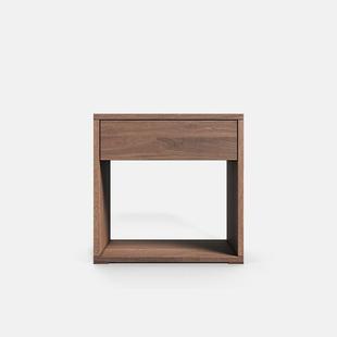 意式极简设计师款黑胡桃木色床头柜现代简约卧室收纳床边柜储物柜