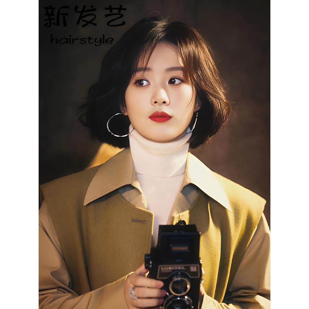 假发女短发全头套新款波波头全真发时尚内扣微卷轻薄蕾丝假发套