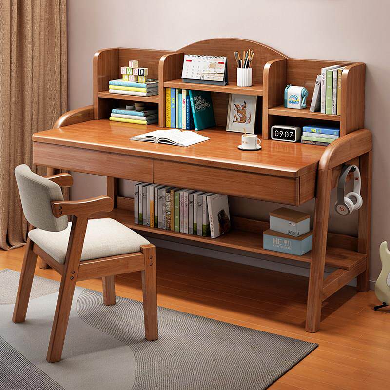 学习桌小学生书桌椅套装家用简约学霸课桌可升降全实木儿童书桌