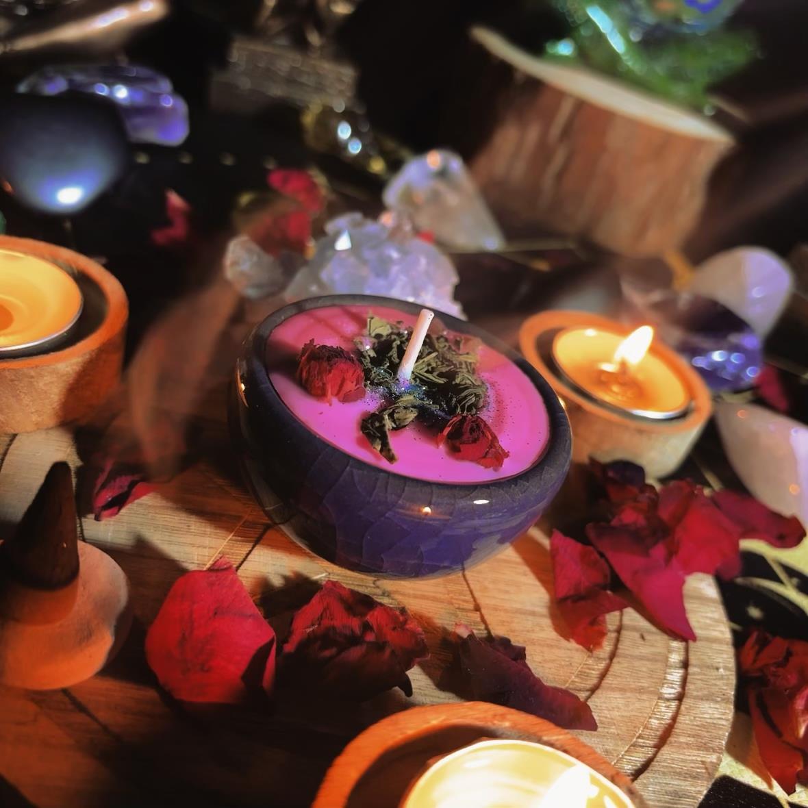 TAT|香薰蜡烛手工香氛粉色水晶天然草药金星生日大豆蜡烛摆件许愿