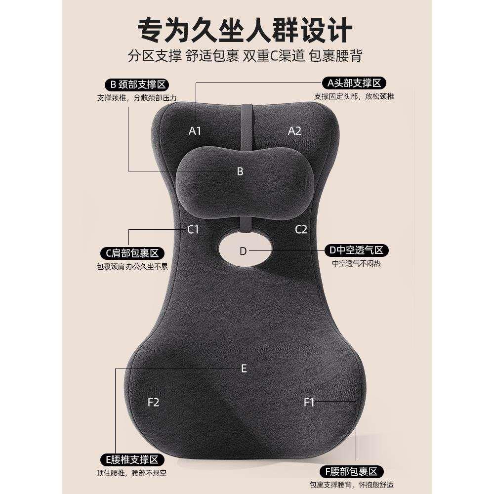办公室加高护腰靠背垫座椅靠垫护颈腰枕腰靠上班工位久坐神器腰托