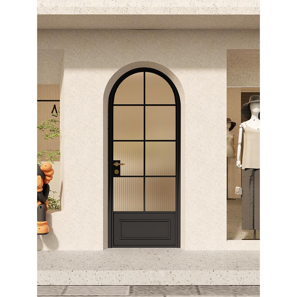 法式复古铁艺玻璃门卫生间门厕所门书房门拱形包厢门店铺门定制门