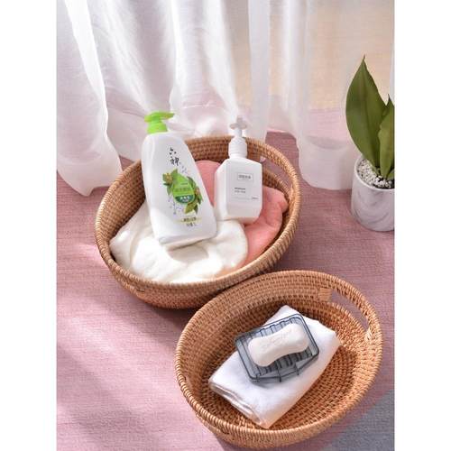 越南藤编收纳筐家用编织水果篮盛馍筐针线馒头筐竹编大号圆形镂空