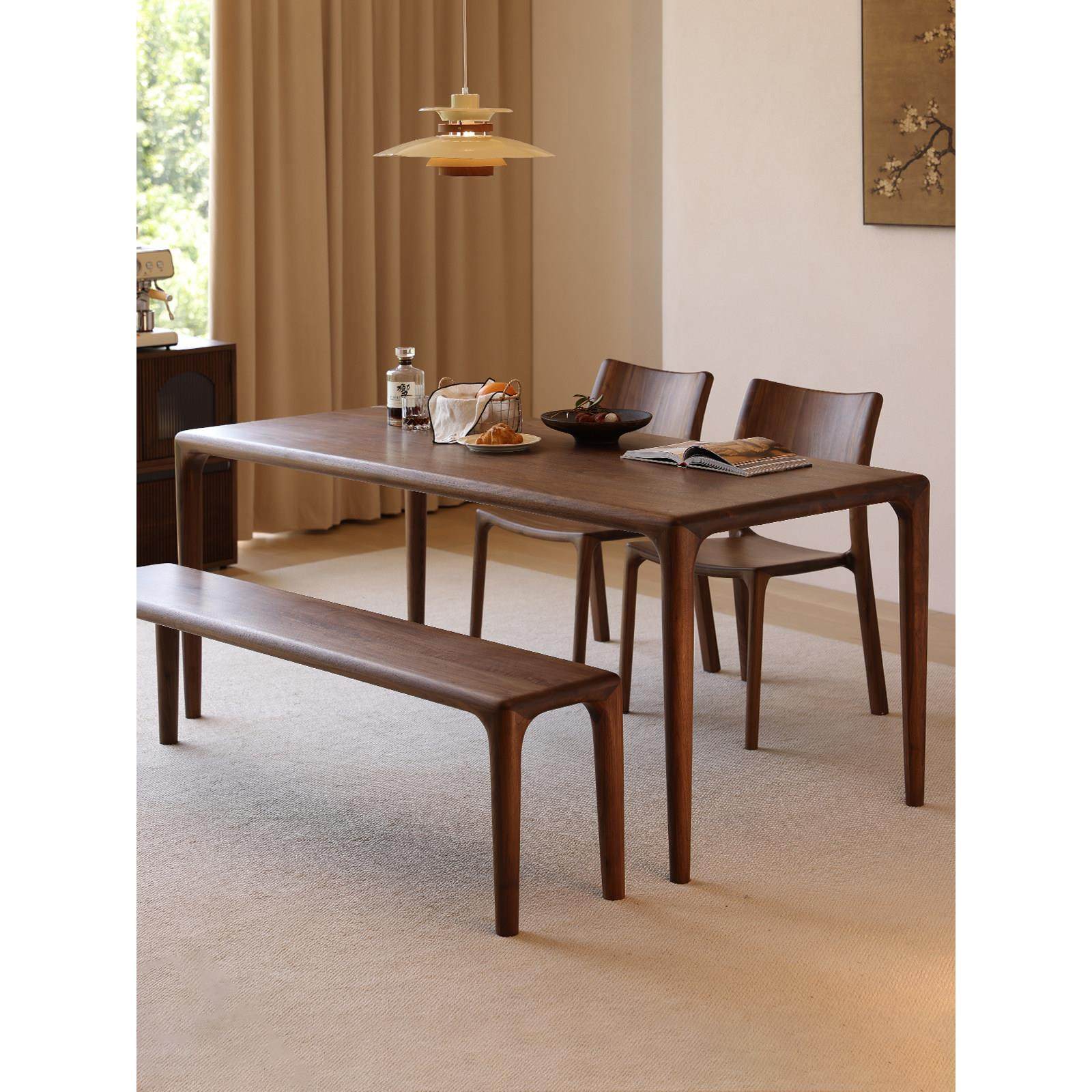 北美黑胡桃木餐桌全实木长方形吃饭桌子家用北欧原木家具书桌茶桌,住宅家具,实木餐桌,淘宝优惠券,粉丝福利购,淘宝优惠卷