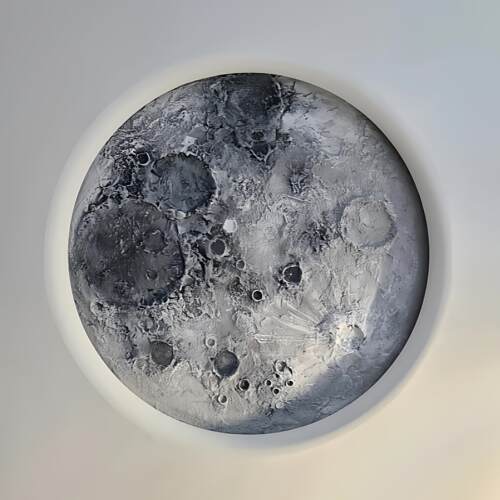 网红月球浮雕石膏灯盘3D立体背景墙玄关院墙壁画壁灯装饰一体成型