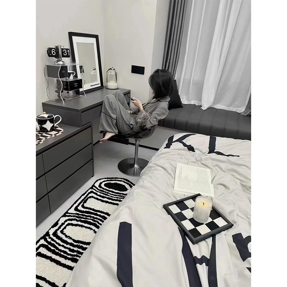 意式极简化妆台斗柜一体卧室电视柜化妆桌组合床尾收纳储物化妆台