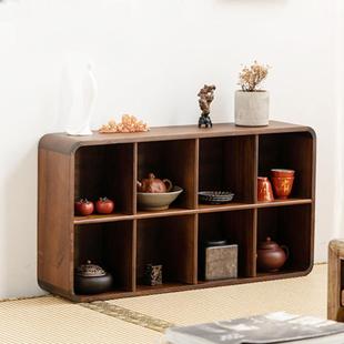 树北置物架桌面收纳层架子杯架靠墙家用胡桃实木桌上多层多宝格子