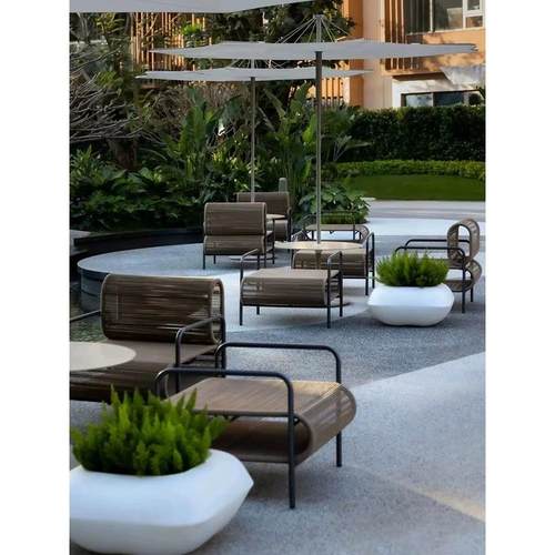 户外藤编沙发庭院外摆休闲座椅桌椅组合露台花园室外铝合金家具