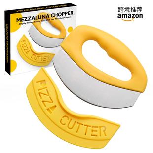 不锈钢切刀 环形切碎器切披萨刀香草芝士刀多功能切片刀烘焙工具