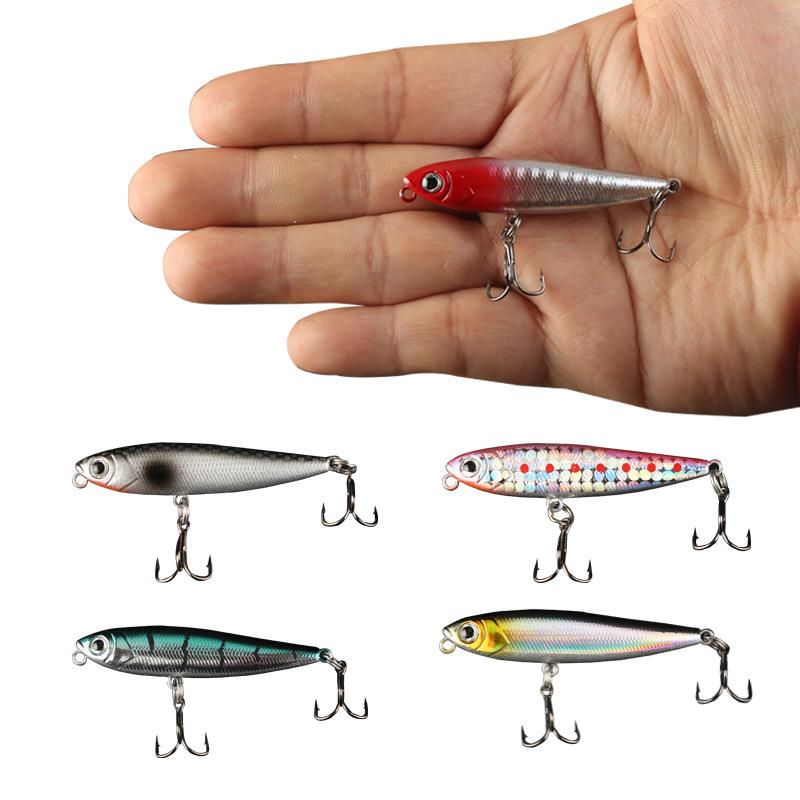 利刃之子狗路亚硬饵 6cm/3.2g利刃铅笔 黑色金刚三本钩浮水铅笔