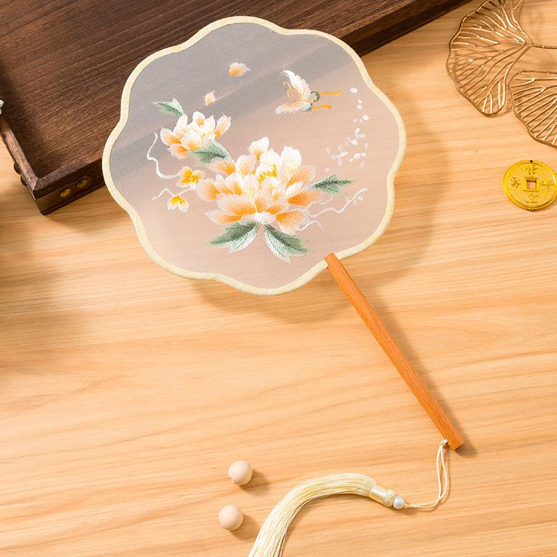 刺绣团扇古风跳舞扇子中国风汉服旗袍双面苏州绣儿童舞蹈圆扇专用