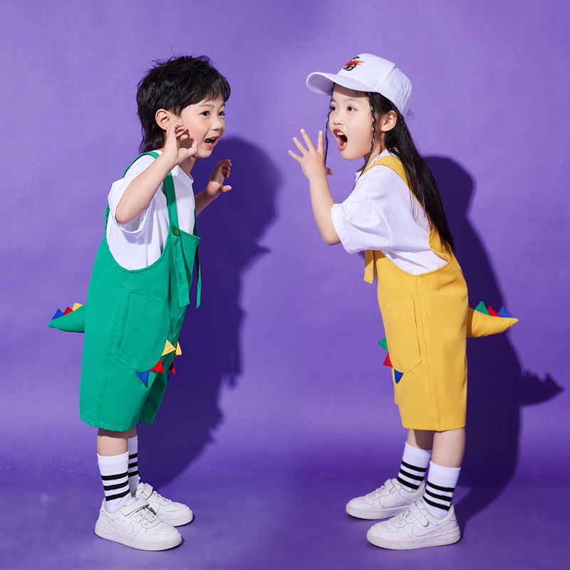 幼儿园六一儿童演出服舞蹈服可爱背带裤小学生团体动物表演服装夏