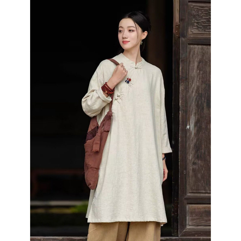 新中式连衣裙秋季新款佛系禅服