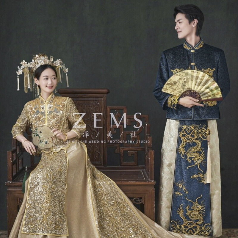 丝绒秀禾服男士2025新款新郎结婚