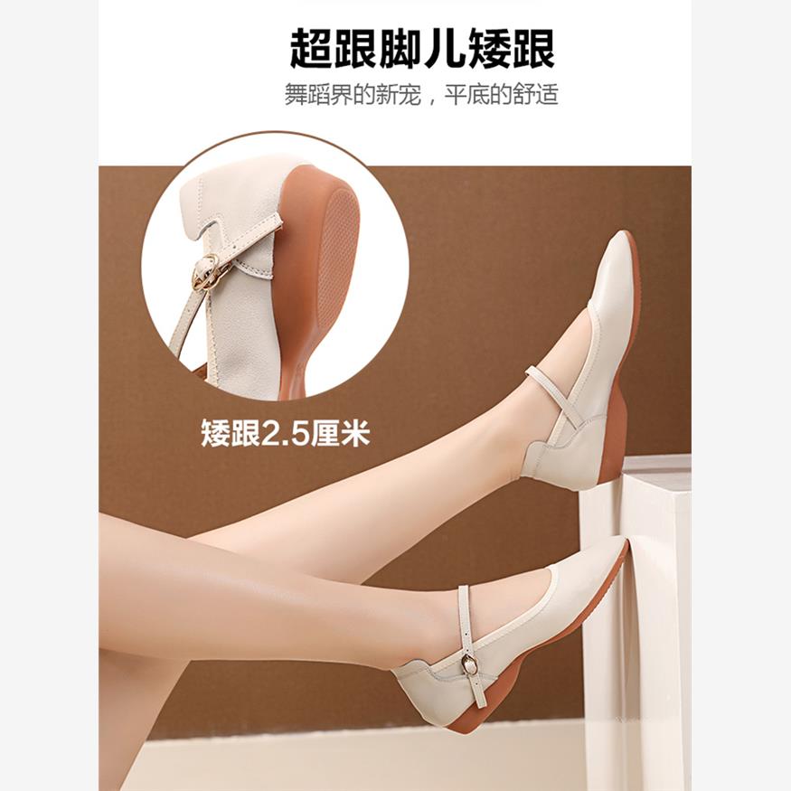 广场舞鞋真皮低跟女式四季成人交谊舞蹈鞋软底现代中老年跳舞鞋
