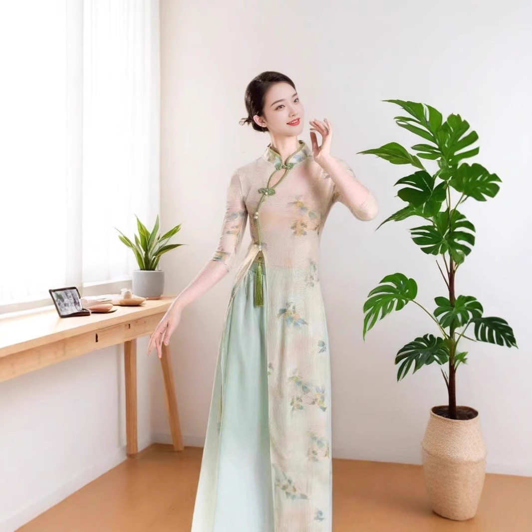旗袍舞蹈服女弹力中国舞古典舞