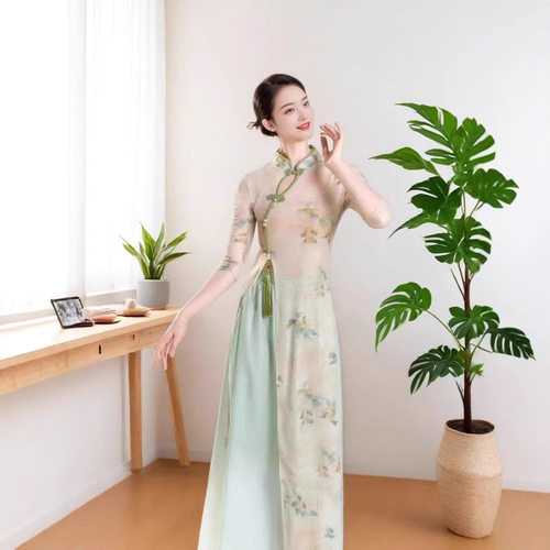 旗袍舞蹈服女弹力中国舞古典舞