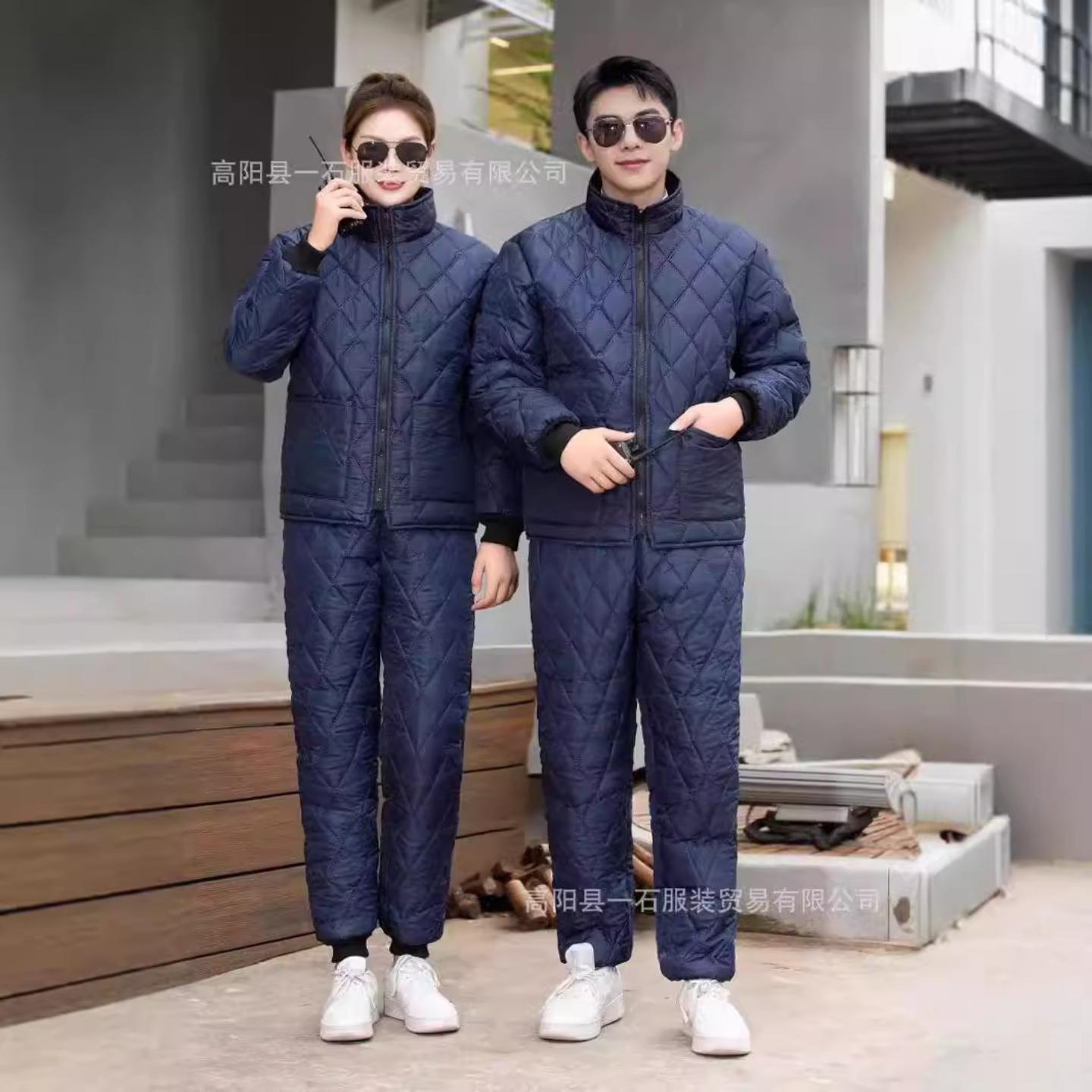 新款秋冬季棉服加厚工作服套装