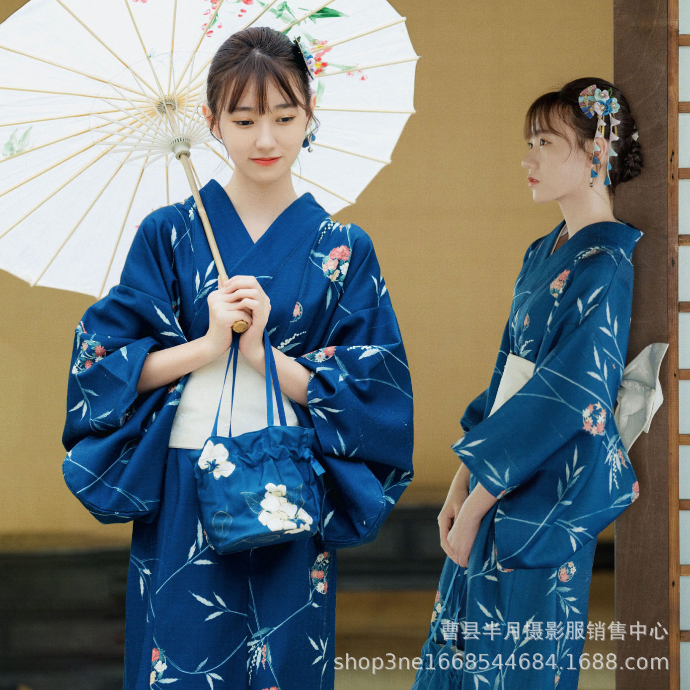 日系改良复古风和服浴衣手绘风格