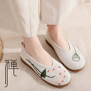 修行禅鞋女春夏季棉麻布鞋中式禅意鞋软底年轻女佛系居士鞋禅修鞋