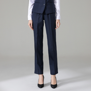 新款光大西裤女工装新行服工作服藏蓝色工装西服裤制服长裤