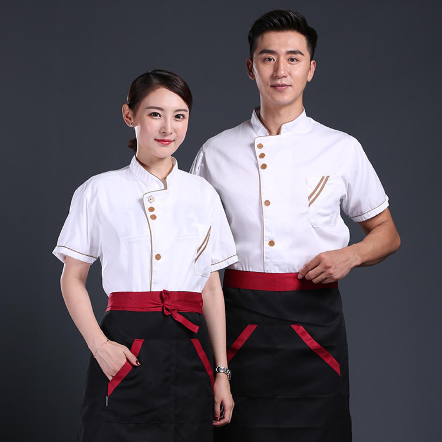 短袖厨师服男女同款酒店餐饮