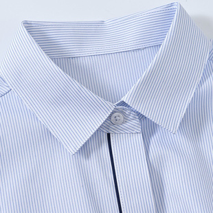 2024新款交通女士蓝条纹高品质衬衫弹力交行短袖行服工作服装